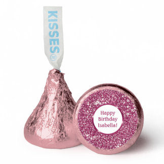 Faux Pink Glitter Texture Look With Custom Text Hershey®'s Kisses®