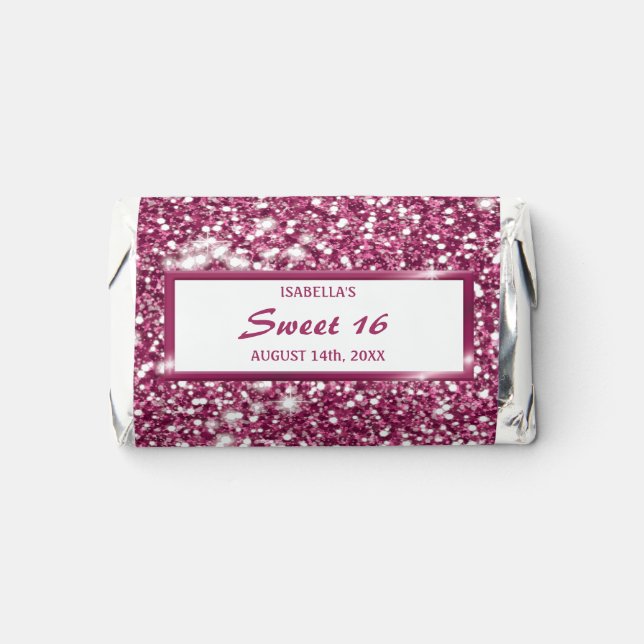 Faux Pink Glitter Texture Look With Custom Text Hershey's Miniatures (Front)