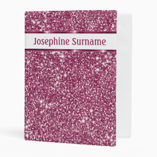 Faux Pink Glitter Texture Look With Custom Text Mini Binder