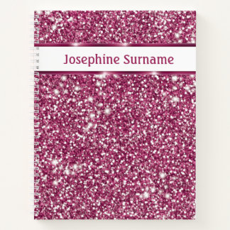 Faux Pink Glitter Texture Look With Custom Text Notebook