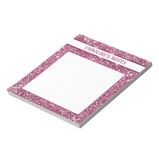 Faux Pink Glitter Texture Look With Custom Text Notepad