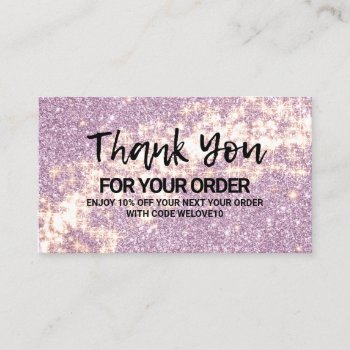 Faux Pink Glitter Thank Salon Social Media  Business Card by TwoTravelledTeens at Zazzle