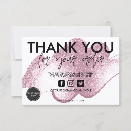 Faux Pink Glitter Thank you Media Insert