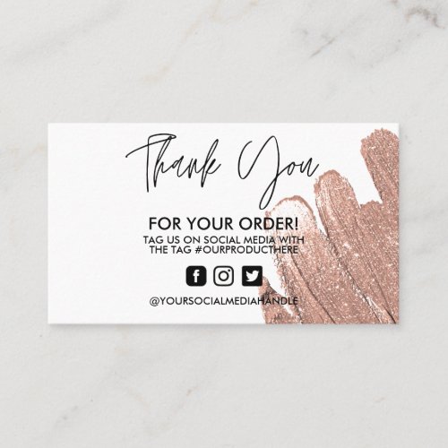 Faux Pink Glitter Thank You Trendy Salon Business Card