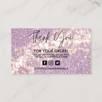 Faux Pink Glitter Thank You Trendy Salon Business Card by TwoTravelledTeens at Zazzle