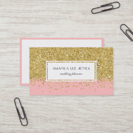 Faux Pink & Gold Glitter Ombre Business Card