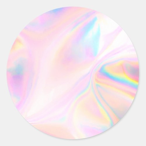 Faux Pink Holographic Custom Trendy  Classic Round Sticker