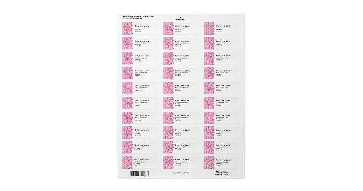 Faux Pink Lace Border Return Address Label | Zazzle
