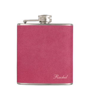 Faux Pink Leather Flask