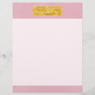 Faux Pink Leather Texture With Gold Foil And Text Letterhead