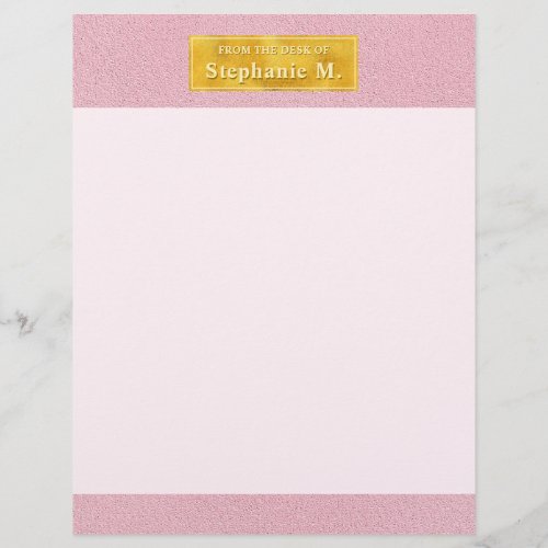 Faux Pink Leather Texture With Gold Foil And Text Letterhead