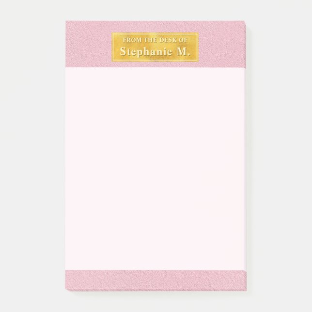 Faux Pink Leather Texture With Gold Foil Banner Post-it Notes (Front)