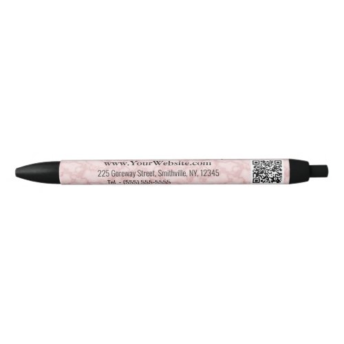 Faux Pink Marble Black Ink Pen