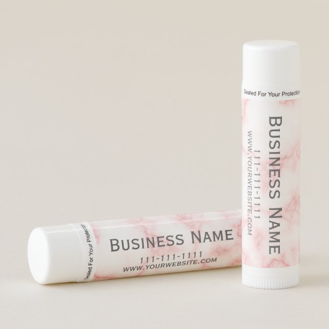 Faux Pink Marble Customer Gift Lip Balm (Front)