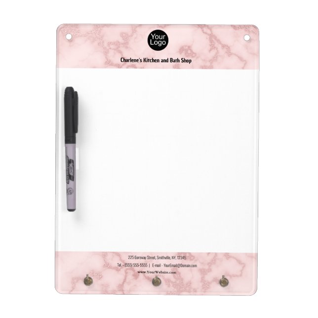 Faux Pink Marble Dry Erase Board (Front)