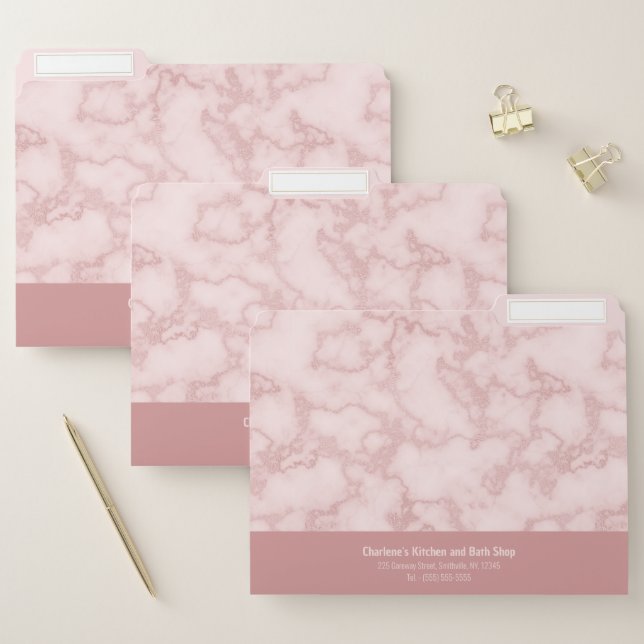 Faux Pink Marble File Folder (Set)