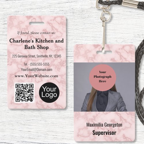 Faux Pink Marble ID Badge