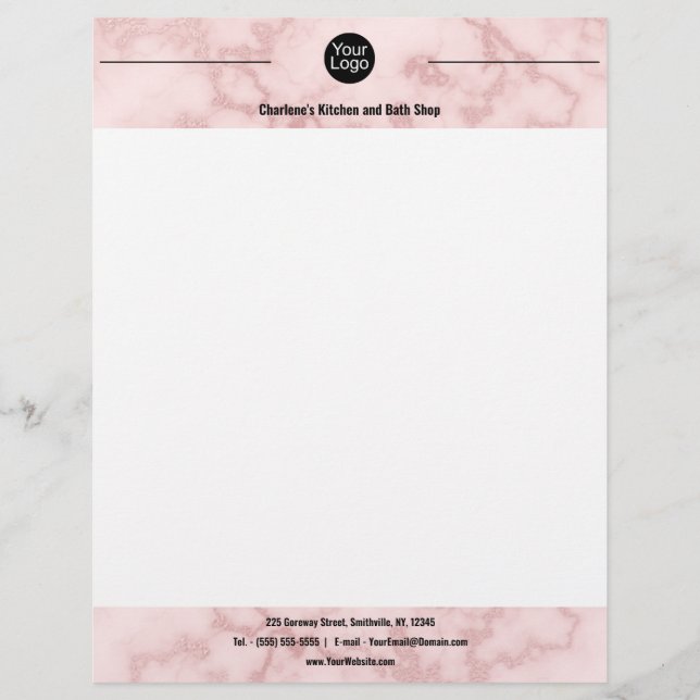 Faux Pink Marble Letterhead (Front)