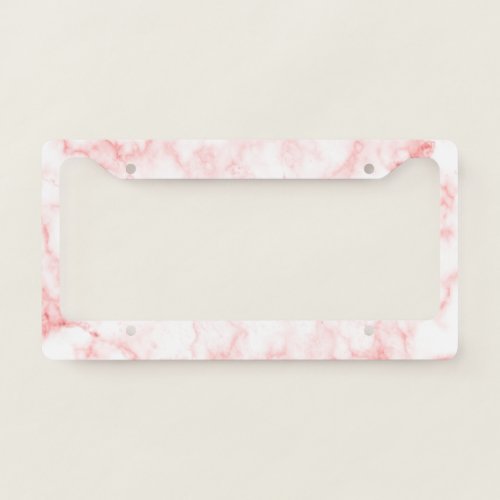 Faux Pink Marble Pattern License Plate Frame