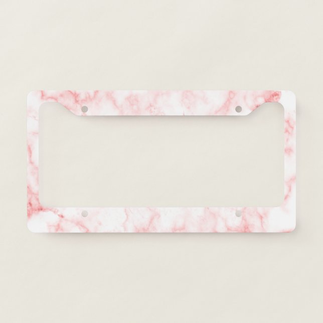Faux Pink Marble Pattern License Plate Frame (Front)