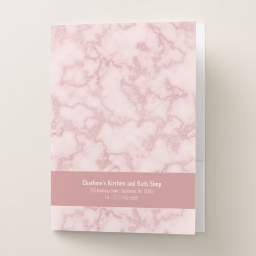 Faux Pink Marble Pocket Folder