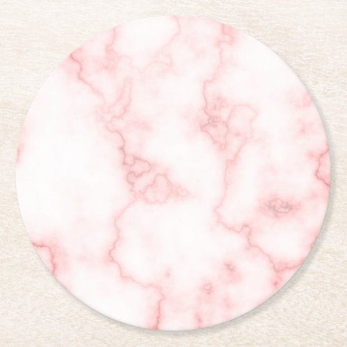 Faux Pink Marble Round Paper Coaster