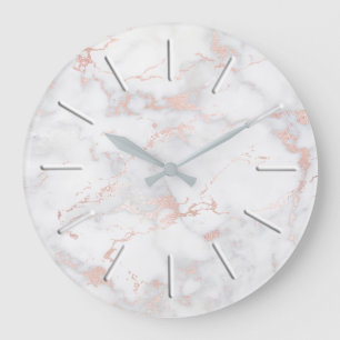 faux pink marble stone large clock