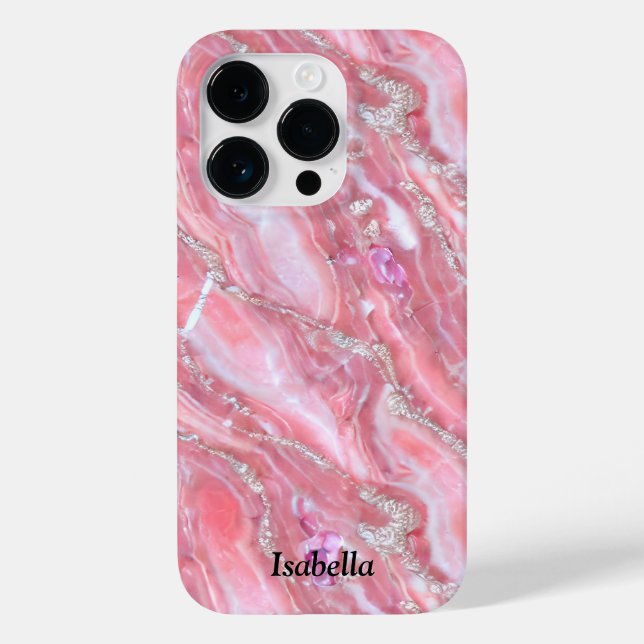 Faux Pink Marble Texture With Silver Glitter  Case-Mate iPhone Case (Back)