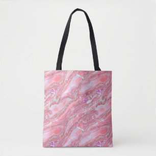 Faux Pink Marble Texture With Silver Glitter Tote Bag
