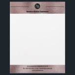 Faux Pink Metallic Letterhead<br><div class="desc">Faux Pink Metallic: Replace the 'placeholder logo' with your own or delete using the 'edit design tool'. Text is customizable and can be recolored used the 'edit using design tool' button.</div>