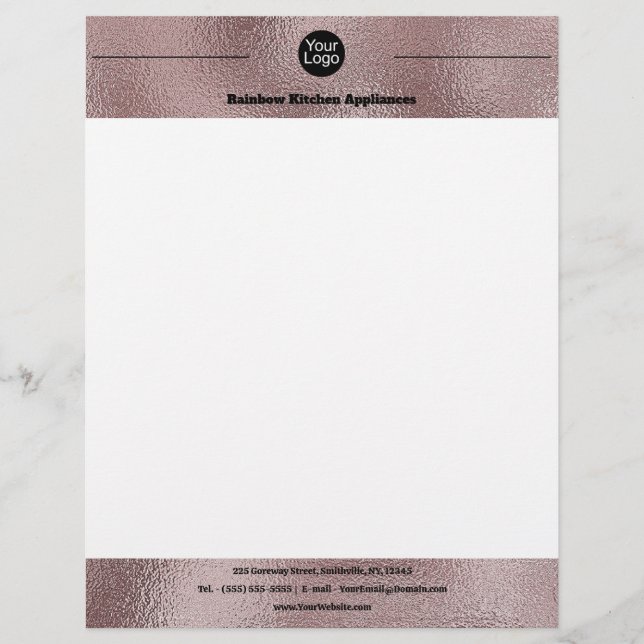 Faux Pink Metallic Letterhead (Front)