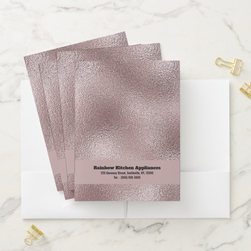Faux Pink Metallic Pocket Folder