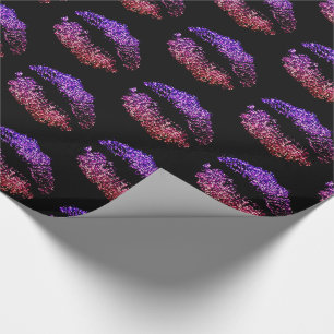 Faux Pink Purple Glitter Look Lips Pattern Wrapping Paper