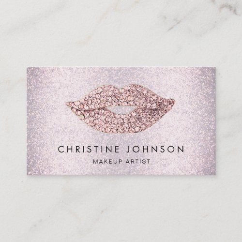faux pink rhinestone and glitter makeup artist business card