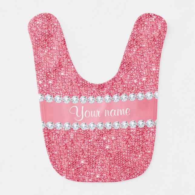 Faux Pink Sequins and Diamonds Bib (Front)
