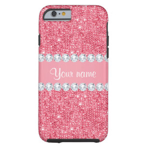 Faux Pink Sequins and Diamonds Tough iPhone 6 Case