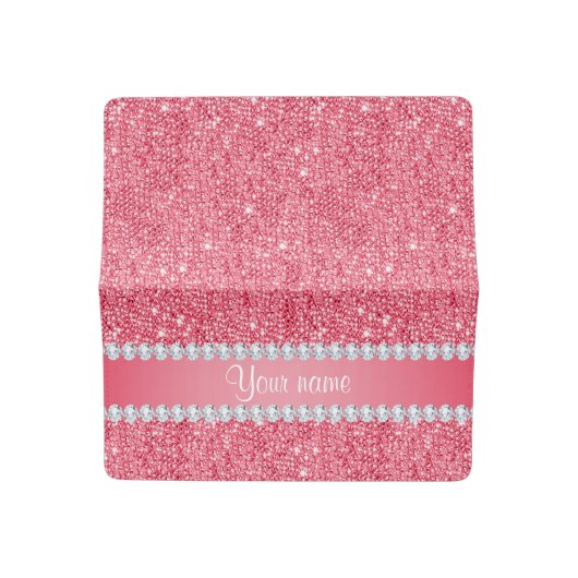 Faux Pink Sequins and Diamonds Checkbook Cover (Open)