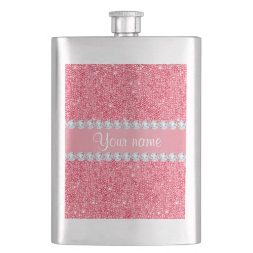 Faux Pink Sequins and Diamonds Flask