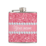 Faux Pink Sequins And Diamonds Hip Flask at Zazzle