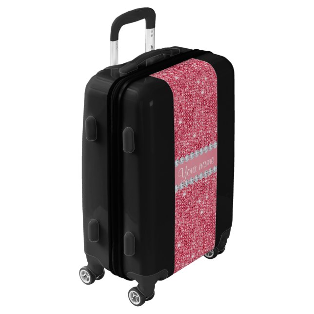 Faux Pink Sequins and Diamonds Luggage (Rotated Left)
