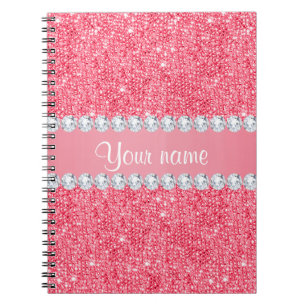Faux Pink Sequins and Diamonds Notebook