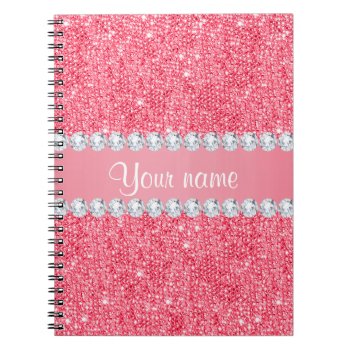 Faux Pink Sequins And Diamonds Notebook by glamgoodies at Zazzle