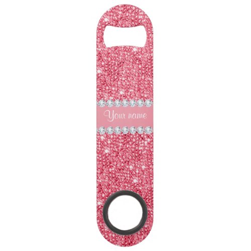 Faux Pink Sequins and Diamonds Speed Bottle Opener