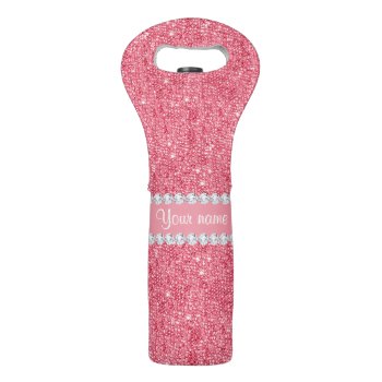 Faux Pink Sequins And Diamonds Wine Bag by glamgoodies at Zazzle
