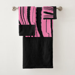 Faux Pink Tiger Exotic Animal Print Bath Towel Set