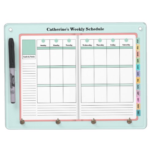 Faux Planner _ Weekly Plans SUNDAY START Notepad Dry Erase Board With Keychain Holder