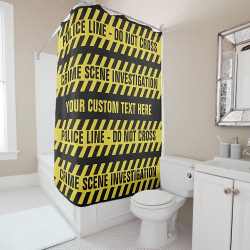 Faux Police Line custom text shower curtain