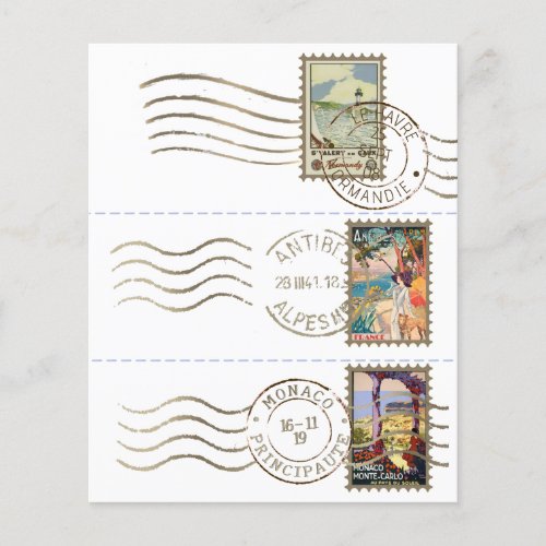 Faux Postage Stamp Postmark Ephemera for Journals 