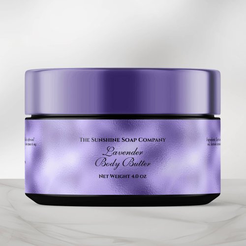 Faux Purple Foil Style Cosmetics Jar Label