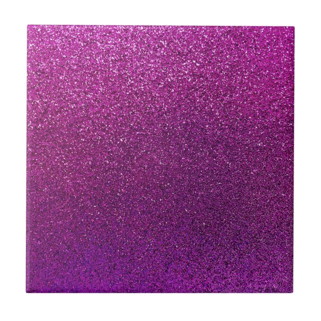 Faux Purple Fuchia Pink Glitter Background Sparkle Tile (Front)